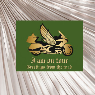 Golden motorcycle bike gold goldwing greeting postcard