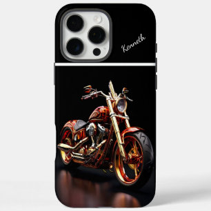 Golden Motorcycle Reflection iPhone 16 Pro Max Case