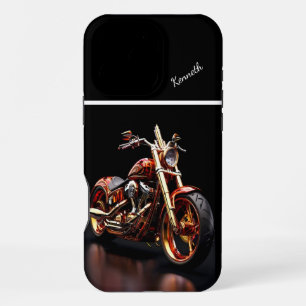 Golden Motorcycle Reflection iPhone 16 Pro Max Case