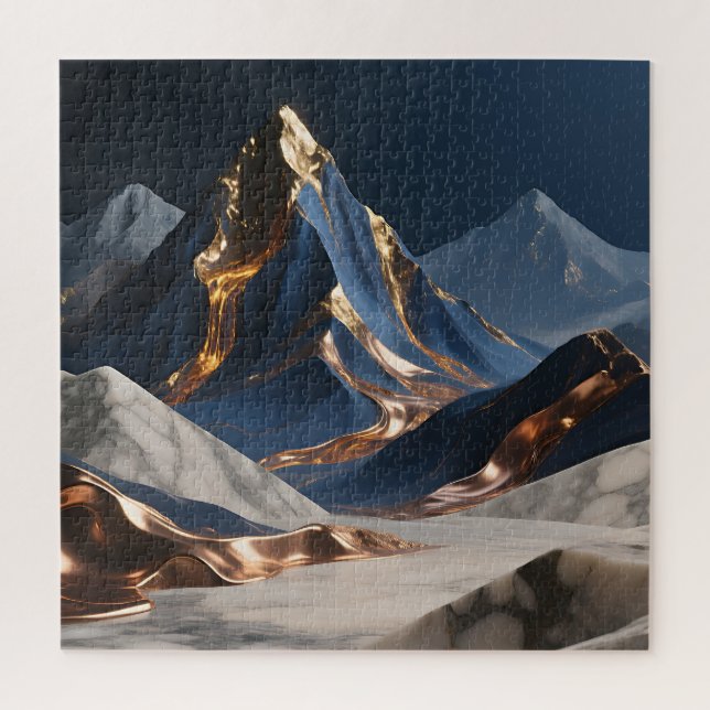 Golden Mountain Marble Landscape Jigsaw Puzzle (Vertical)