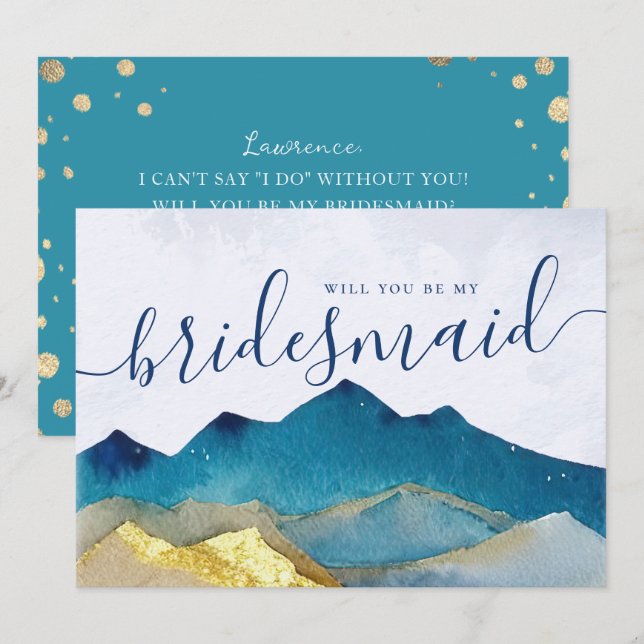 Golden Mountain Will You Be My Bridesmaid Proposal Invitation (Front/Back)