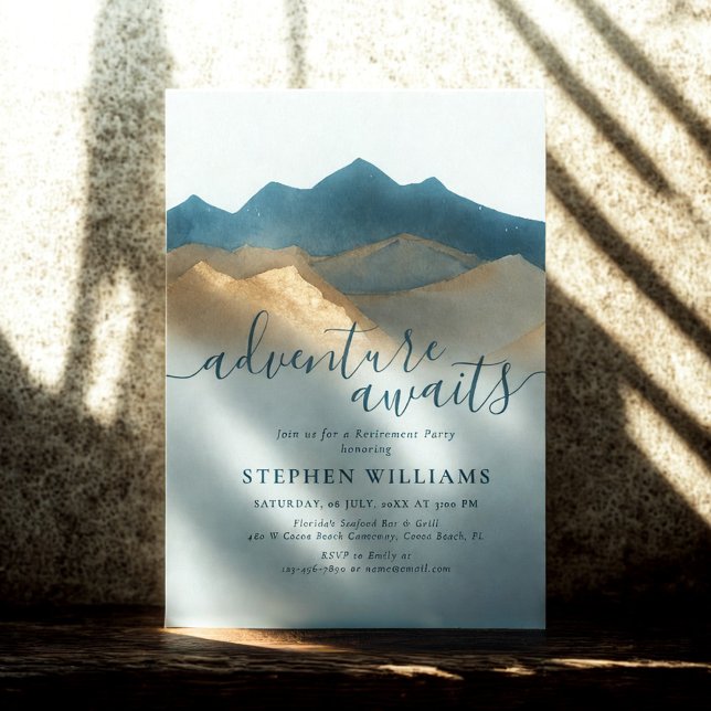 Golden Mountains Adventure Awaits Retirement Party Invitation (Creator Uploaded)