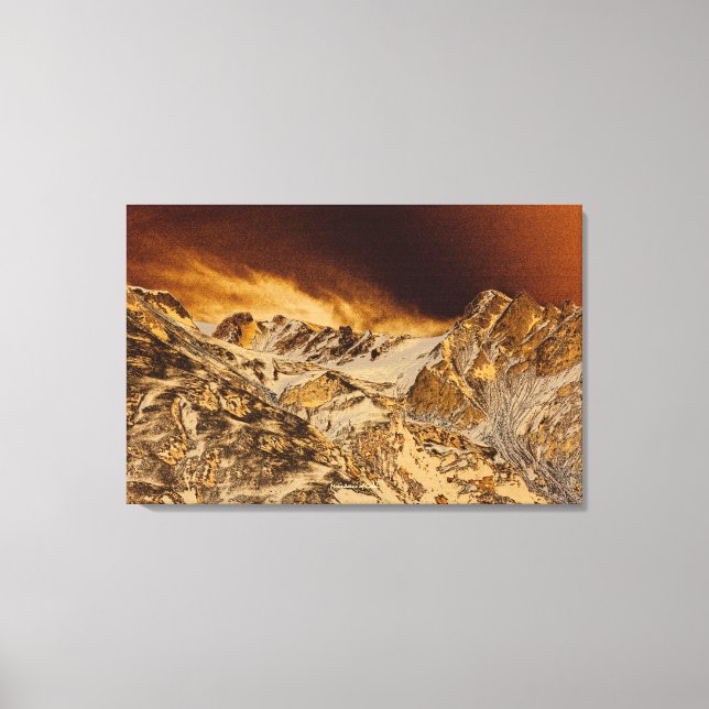 Golden Mountains Motivational Nature Scenery Canvas Print (Front)