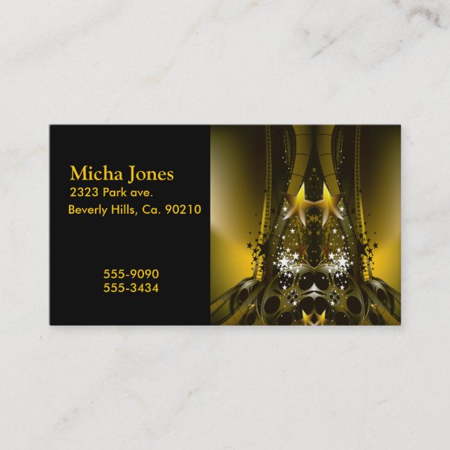 Golden Movie Reels And A Gazillion Stars Business Card (Front)