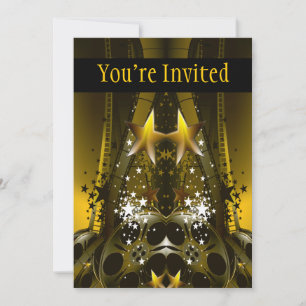 Golden Movie Reels And A Gazillion Stars Invitation