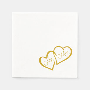 Golden   Mr. Mrs. Modern Monogram Wedding Napkins