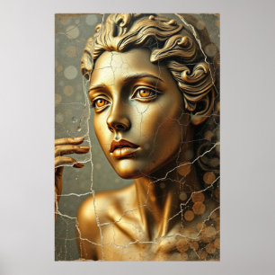 Golden Muse: Cracked Elegance Poster