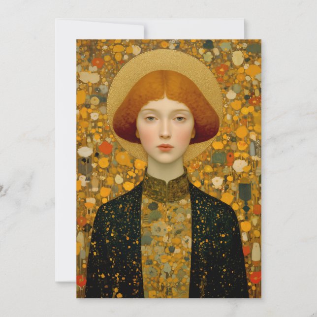 Golden Muse of Modern Elegance Holiday Card (Front)