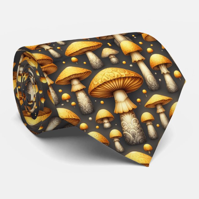 Golden Mushrooms Tie (Rolled)