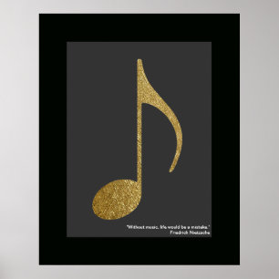 golden music note poster