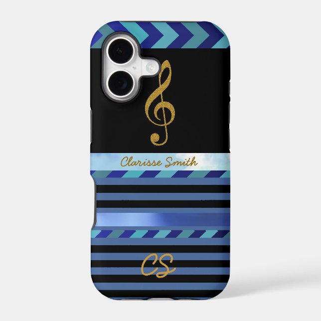 golden music note, stripes & name (Back)