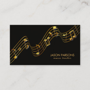 Golden Music Notes Business Card