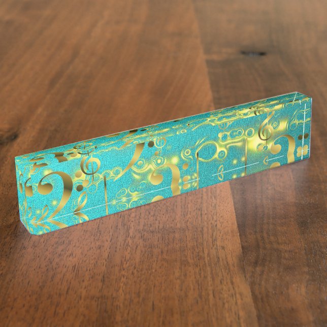 golden music notes in mint nameplate (Side)