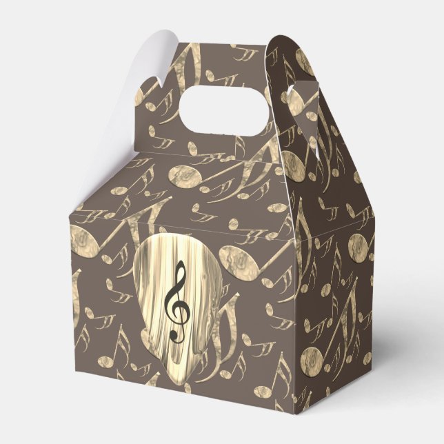 Golden Music Notes Treble Clef Pattern Favour Box (Back Side)