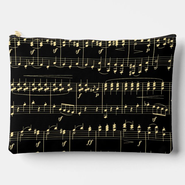 Golden Music on Black  Accessory Pouch (Front)