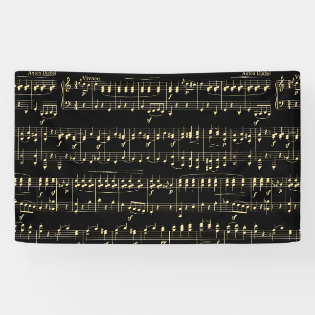 Golden Music on Black  Banner (Horizontal)