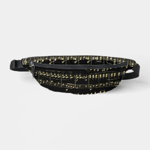 Golden Music on Black  Bum Bags