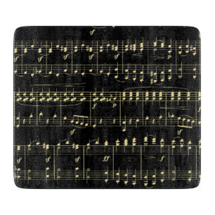 Golden Music on Black  Cutting Board