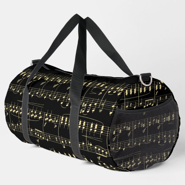 Golden Music on Black  Duffle Bag (Right Corner)