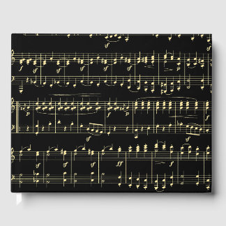 Golden Music on Black Guest Book