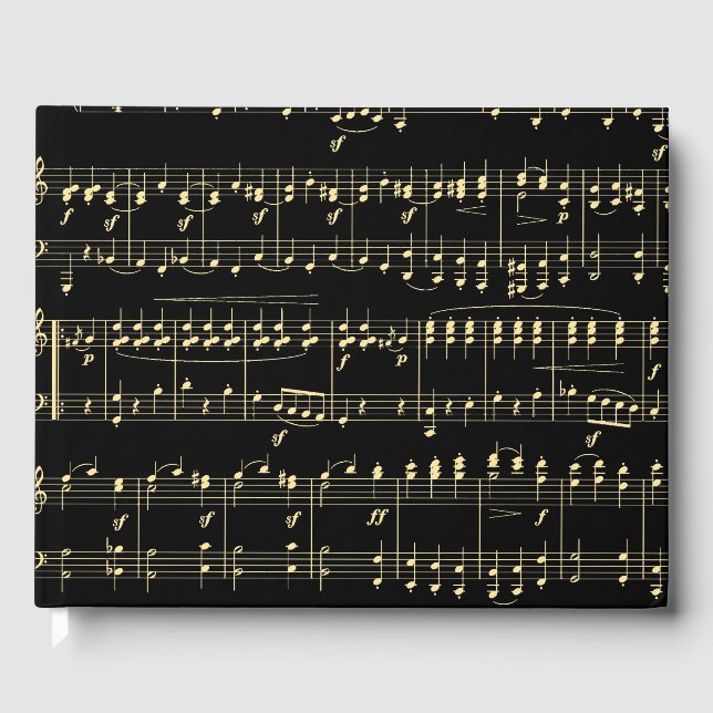 Golden Music on Black  Guest Book (Front)