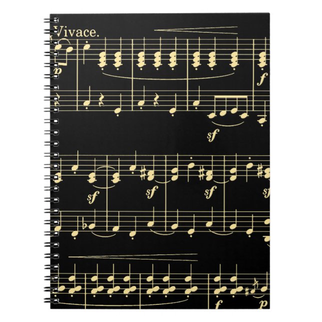 Golden Music on Black  Notebook (Front)