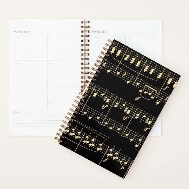 Golden Music on Black  Planner (Display)