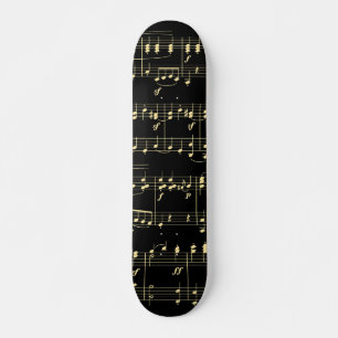 Golden Music on Black Skateboard