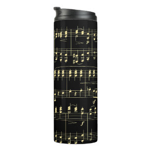 Golden Music on Black  Thermal Tumbler