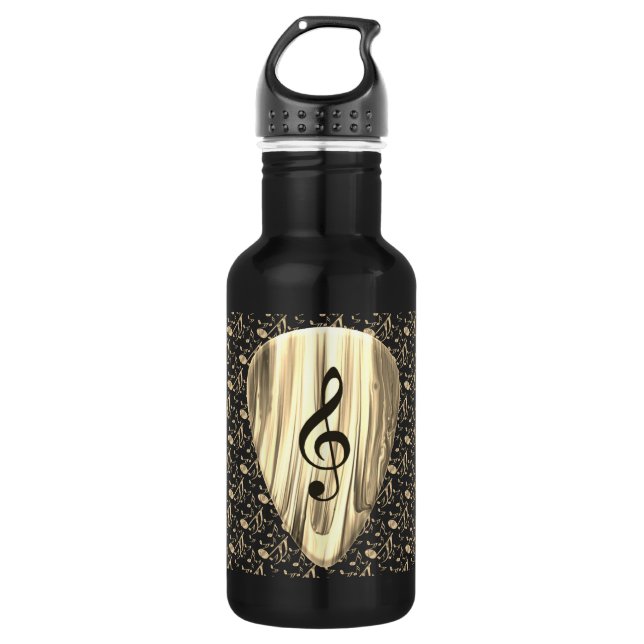 Golden Music Pick – Treble Clef Art 532 Ml Water Bottle (Front)