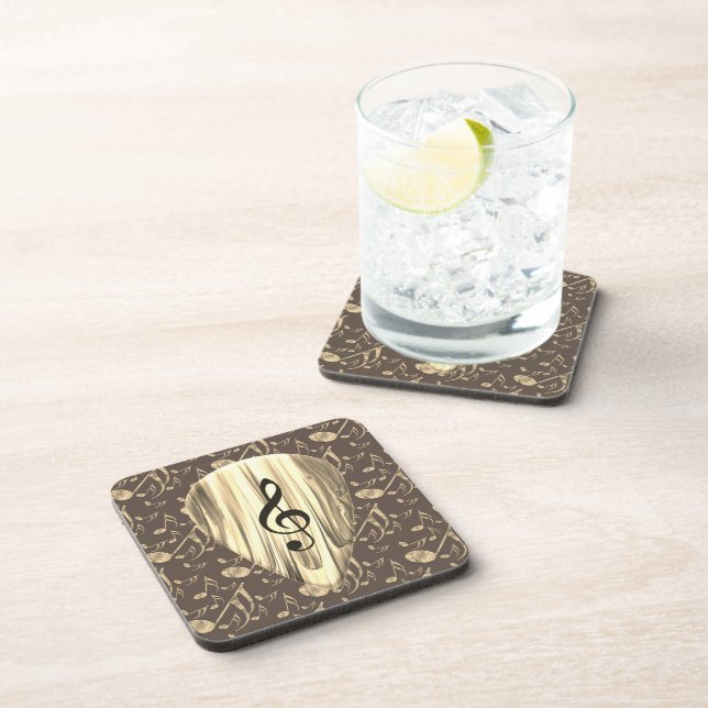 Golden Music Pick – Treble Clef Art Coaster (Right Side)
