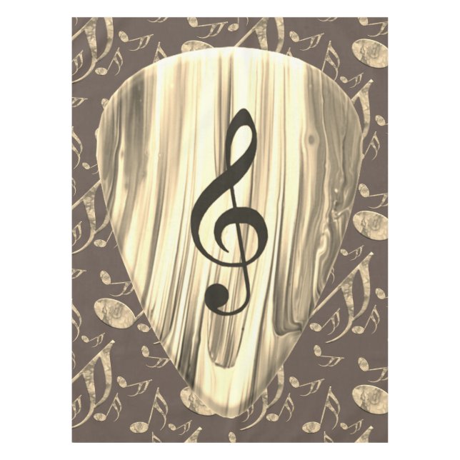 Golden Music Pick – Treble Clef Art Tablecloth (Front)