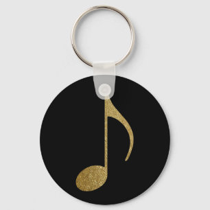 golden musical note key ring