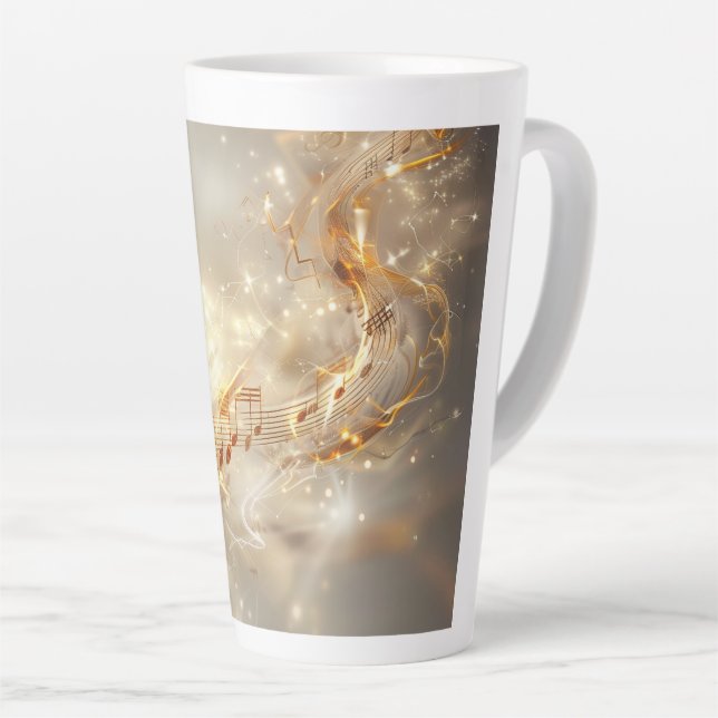 Golden Musical Notes Digital Art Latte Mug (Right Angle)
