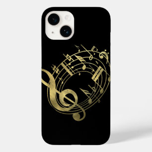 Golden musical notes in oval shape Case-Mate iPhone 14 case