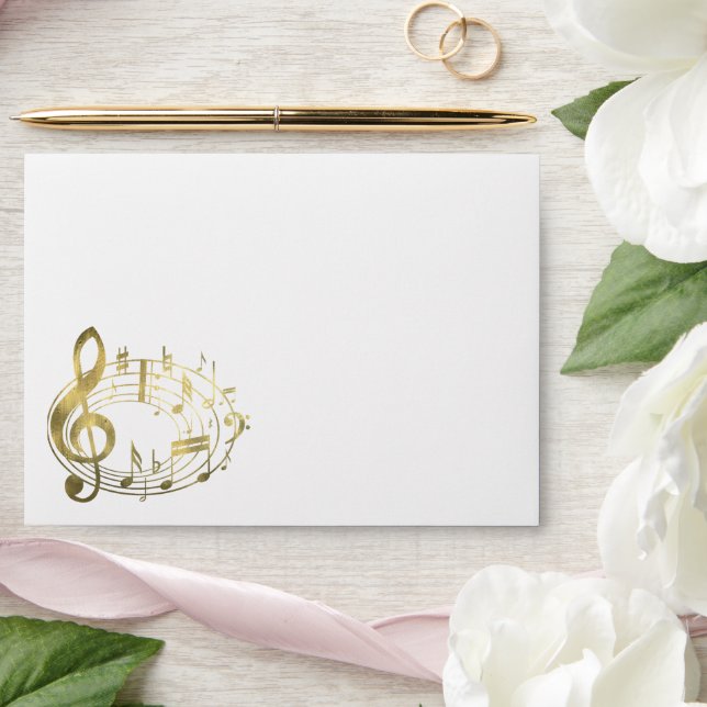 Golden musical notes in oval shape envelopes (Wedding)