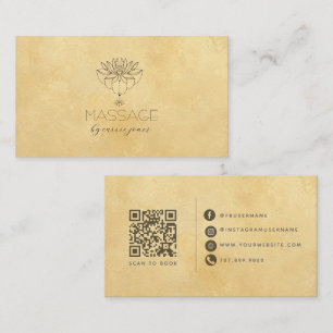 Golden Mustard Lotus Massage Therapist Business Card