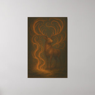 Golden Mystic Deer – Fine Art Collection Canvas Print