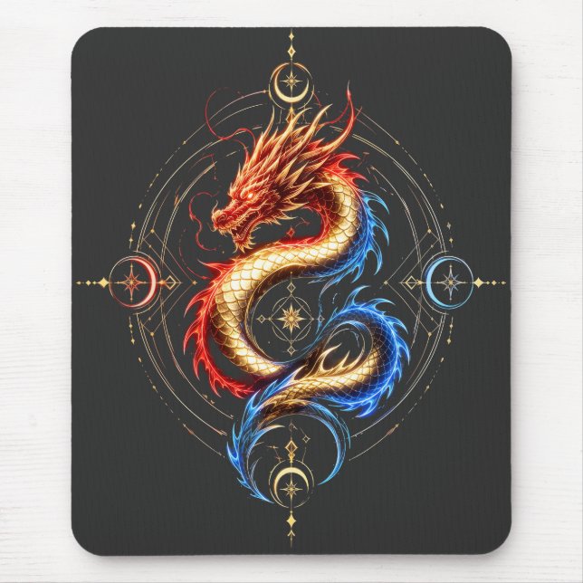 Golden Mystic Dragon Luxury Mouse Pad (Front)