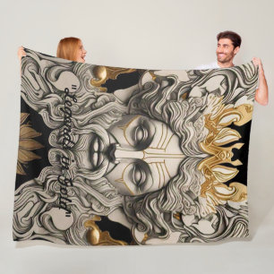 "Golden Mythic Tapestry" Fleece Blanket
