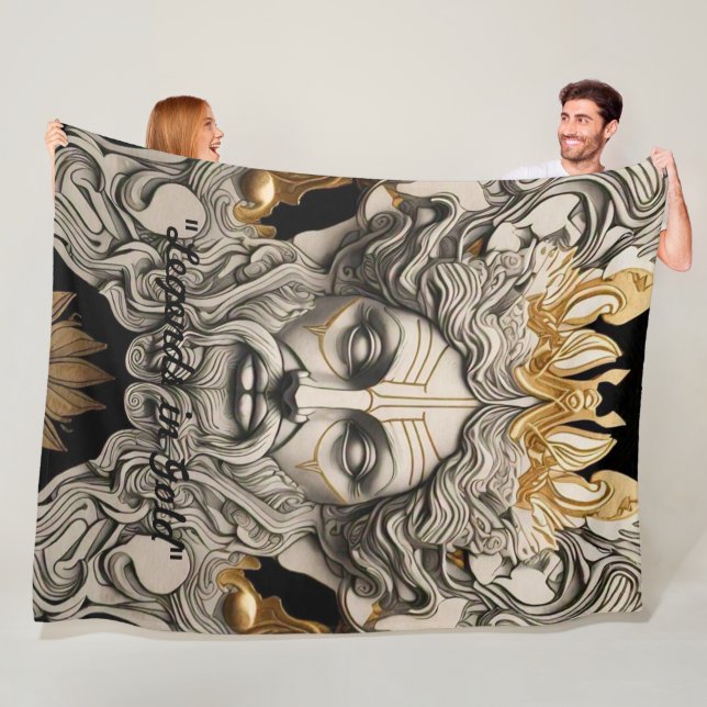 "Golden Mythic Tapestry" Fleece Blanket (In Situ)