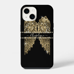 Golden n Diamond Jewel Look Angel Wings Bling iPhone 14 Case