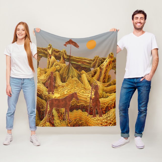 Golden Native Americans  Fleece Blanket (In Situ)