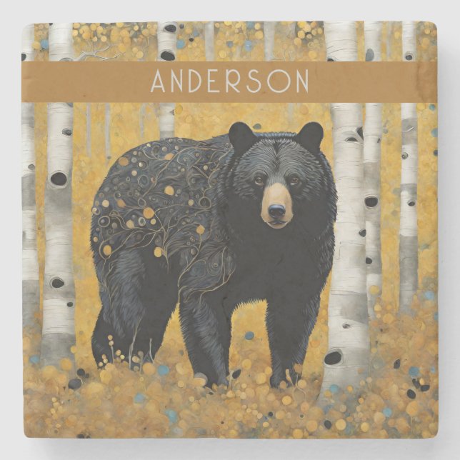 Golden Nature Ceramic Tile Stone Coaster (Front)