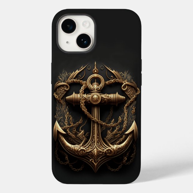 Golden Nautical Anchor Case-Mate iPhone Case (Back)
