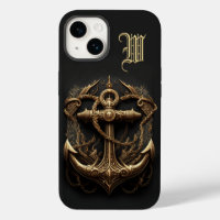 Golden Nautical Anchor Monogram Case-Mate iPhone C
