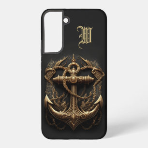 Golden Nautical Anchor Monogram Samsung Galaxy Case