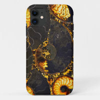 Golden Nautilus black gold fossil abstract design