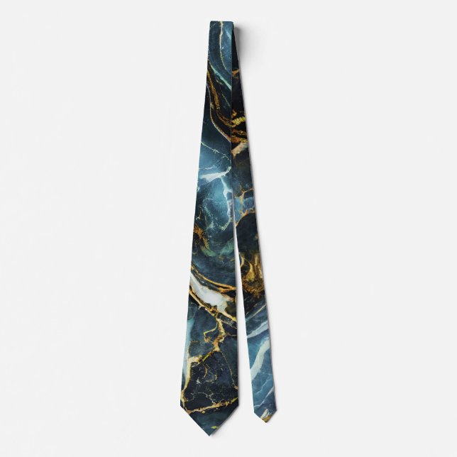 Golden Navy Abstract Metal Textures Tie (Front)