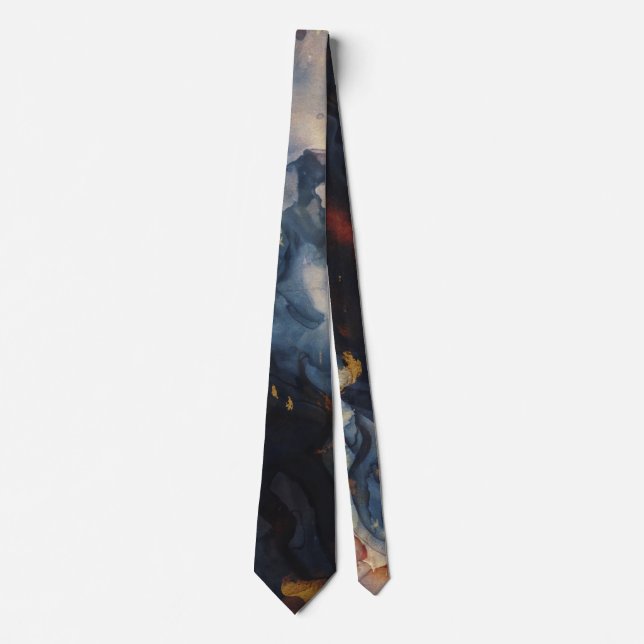 Golden Navy Abstract Textures Tie (Front)